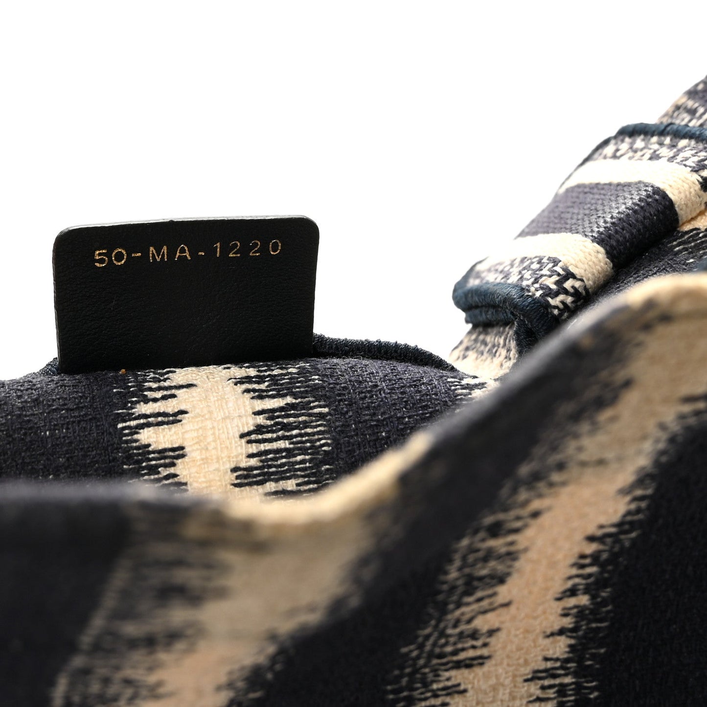Canvas Embroidered Large Striped Book Tote Navy