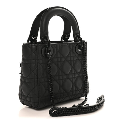 Ultra Matte Calfskin Cannage Mini Lady Dior Black