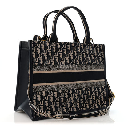Oblique Calfskin Medium Book Tote With Strap Blue Multicolor