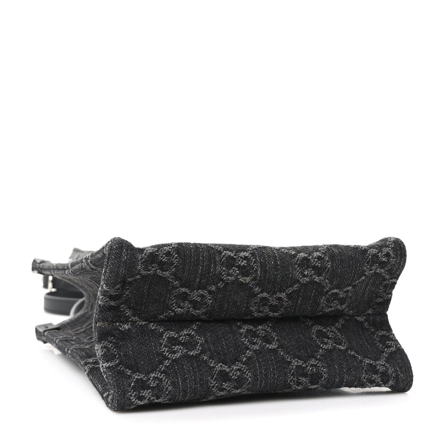 Denim Cuoio Harness GG Monogram Mini Ophidia Tote Bag Black Medium Grey