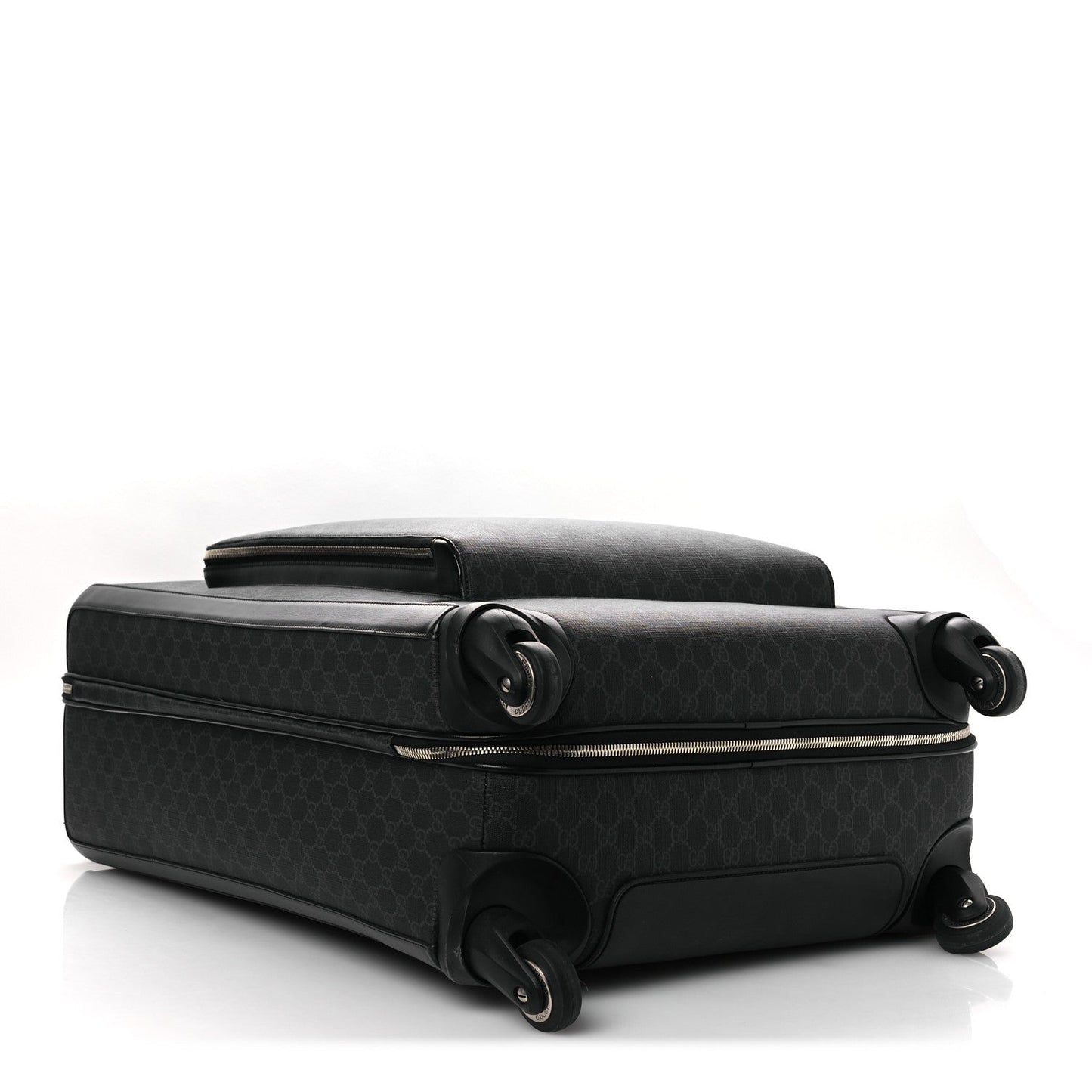 GG Supreme Monogram Large Four Wheel Suitcase Black Grey