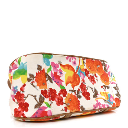 Canvas Floral Print Detective Satchel Multicolor