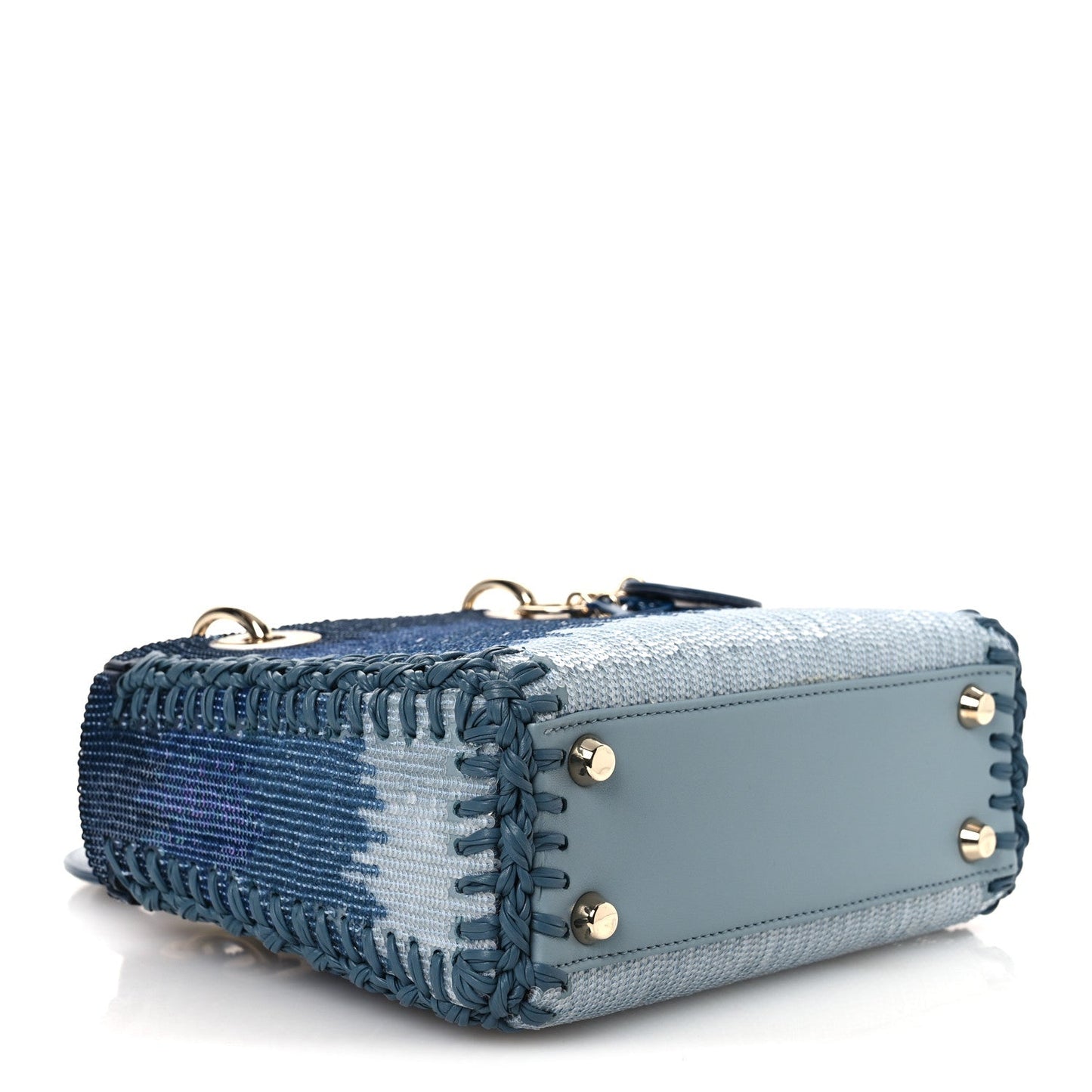 Calfskin Sequin Gradient Stitched Small Lady Dior Blue