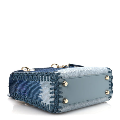 Calfskin Sequin Gradient Stitched Small Lady Dior Blue