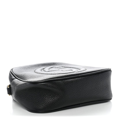 Pebbled Calfskin Small Soho Disco Bag Black