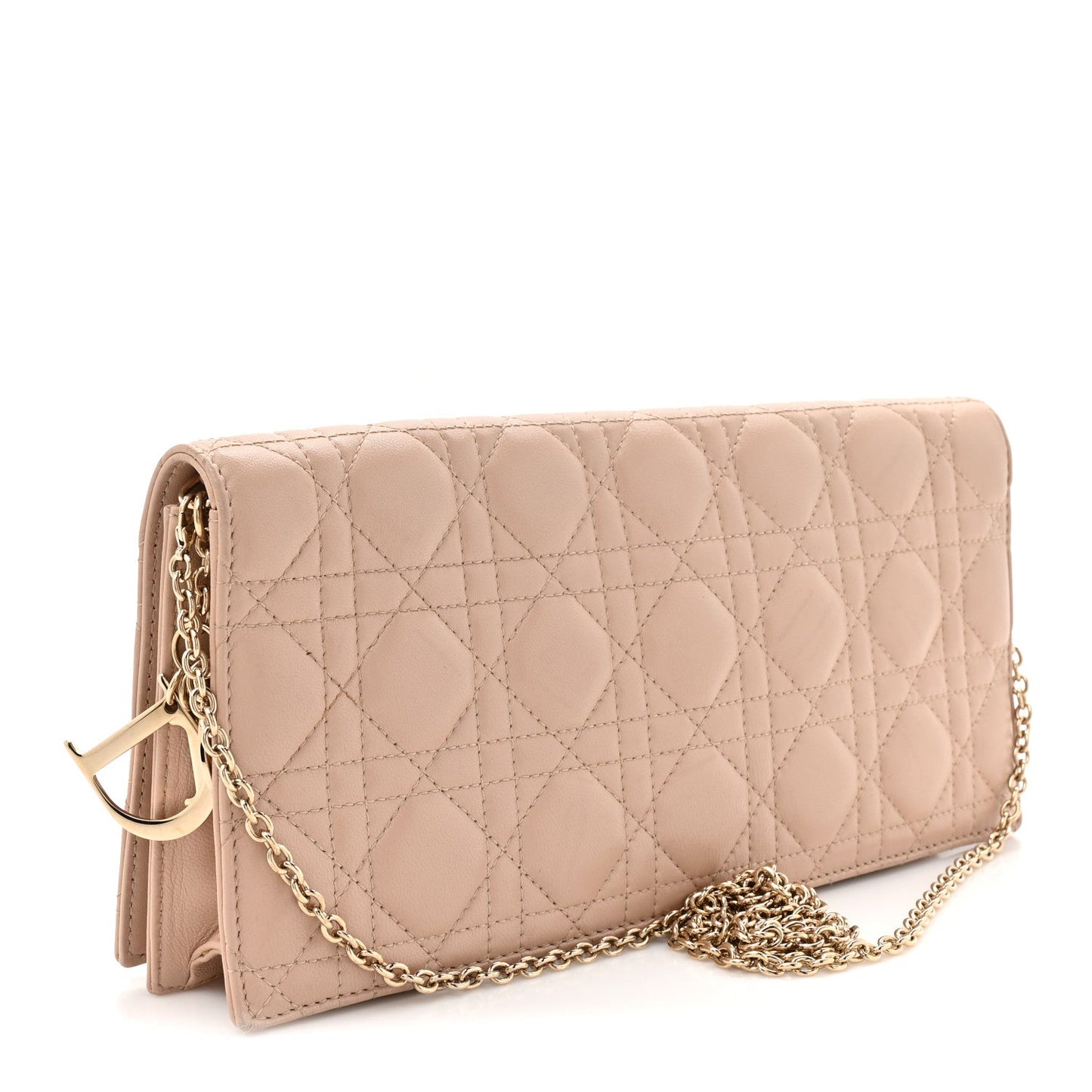 Lambskin Cannage Lady Dior Convertible Clutch Pink