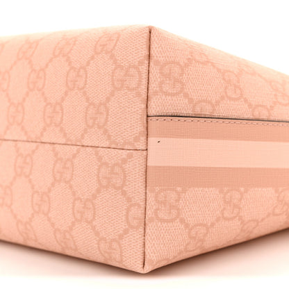 GG Supreme Monogram Textured Calfskin Web Super Mini Ophidia Shoulder Bag Pink