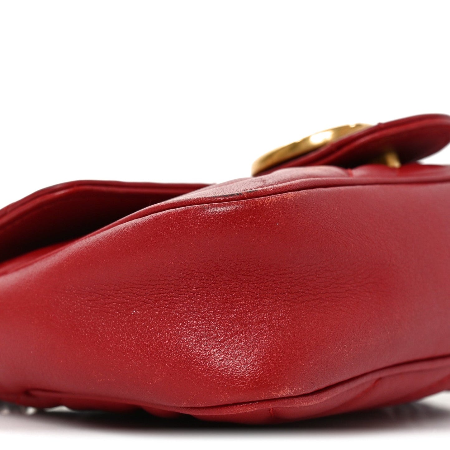Calfskin Matelasse Super Mini GG Marmont Shoulder Bag Hibiscus Red