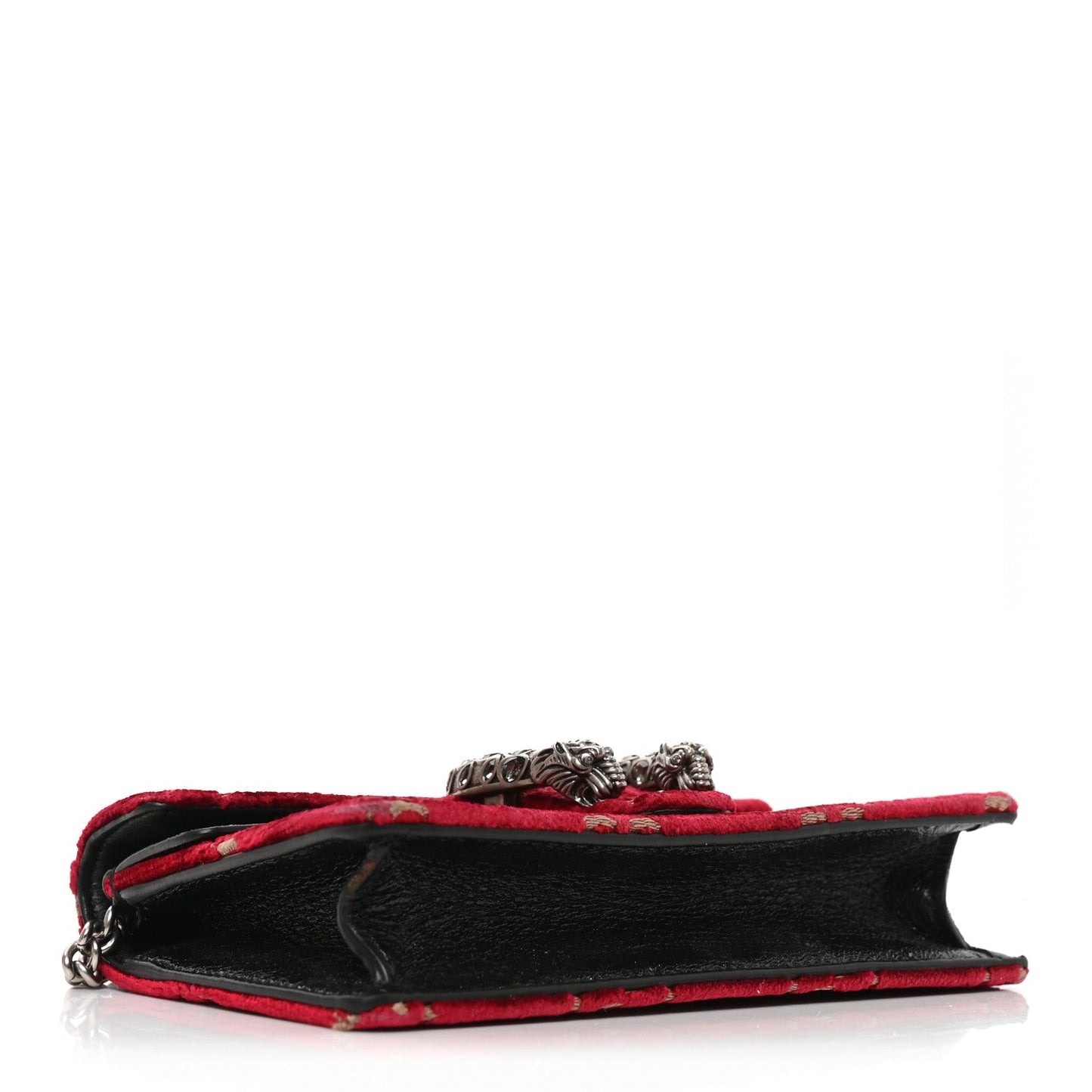 Velvet GG Monogram Super Mini Dionysus Shoulder Bag Red Cipria Black