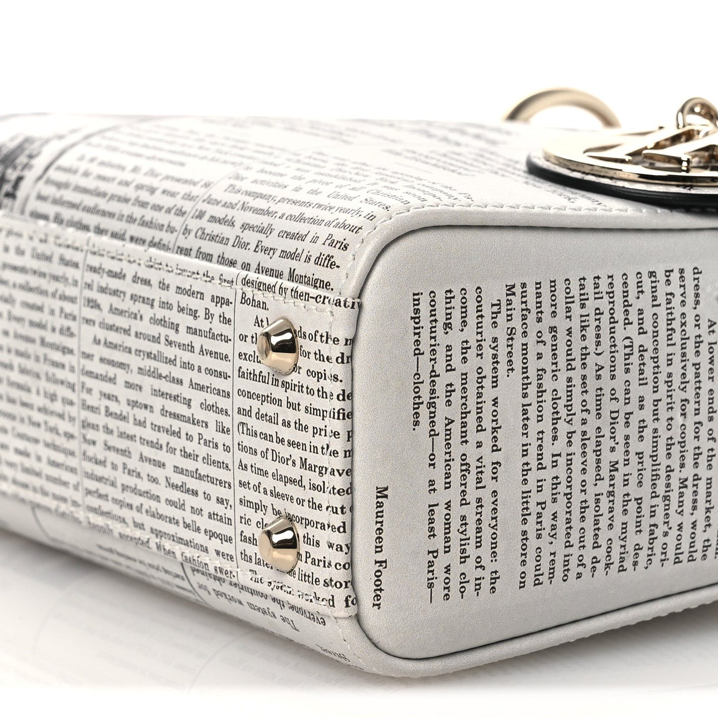 Calfskin Newspaper Printed Mini Lady Dior Black White