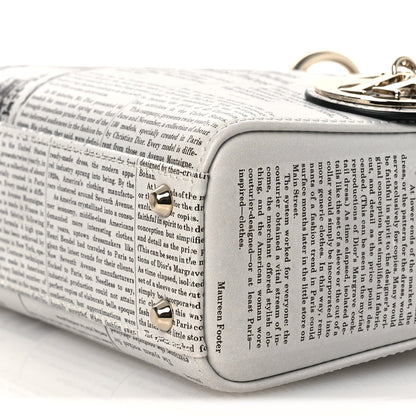 Calfskin Newspaper Printed Mini Lady Dior Black White