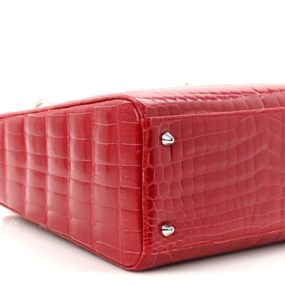 Alligator Medium Lady Dior Red