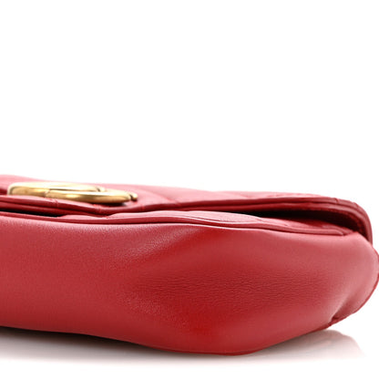 Calfskin Matelasse Super Mini GG Marmont Shoulder Bag Hibiscus Red