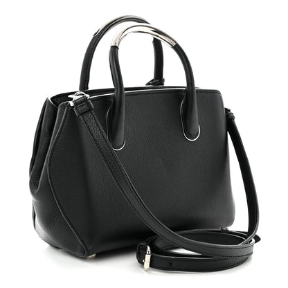Grained Calfskin Small Open Bar Tote Black