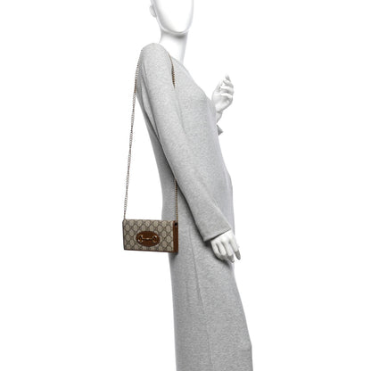 GG Supreme Monogram Azalea Calfskin Horsebit 1955 Wallet On Chain Beige Ebony Brown Sugar