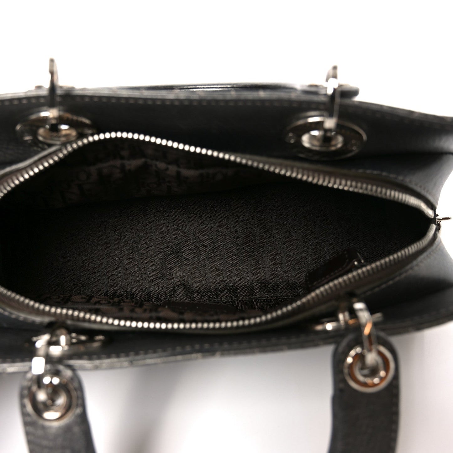 Metallic Calfskin Cannage Stitched Small East West Lady Dior Bronze