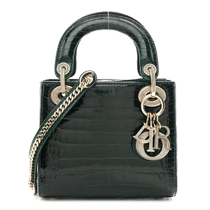 Alligator Crystal Mini Lady Dior Dark Green