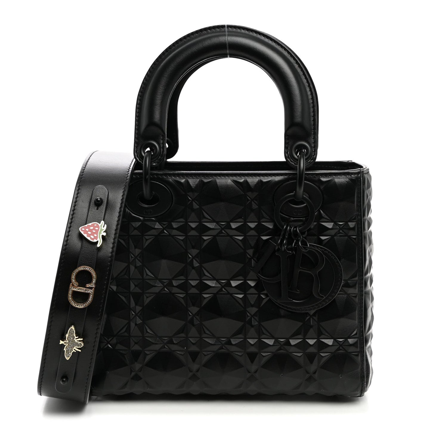 Calfskin Cannage Diamond Small My ABCDior Lady Dior Black