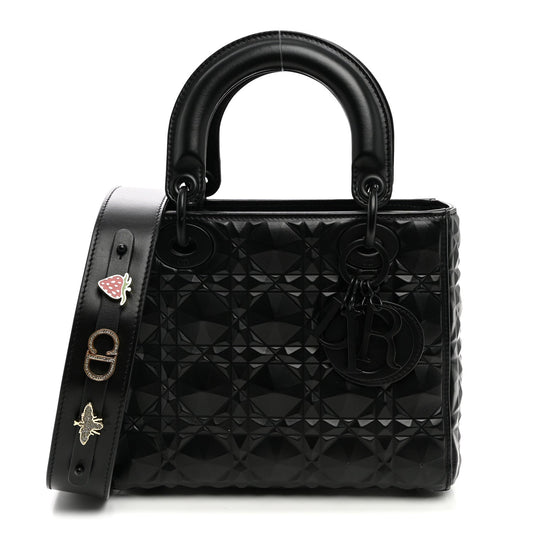 Calfskin Cannage Diamond Small My ABCDior Lady Dior Black