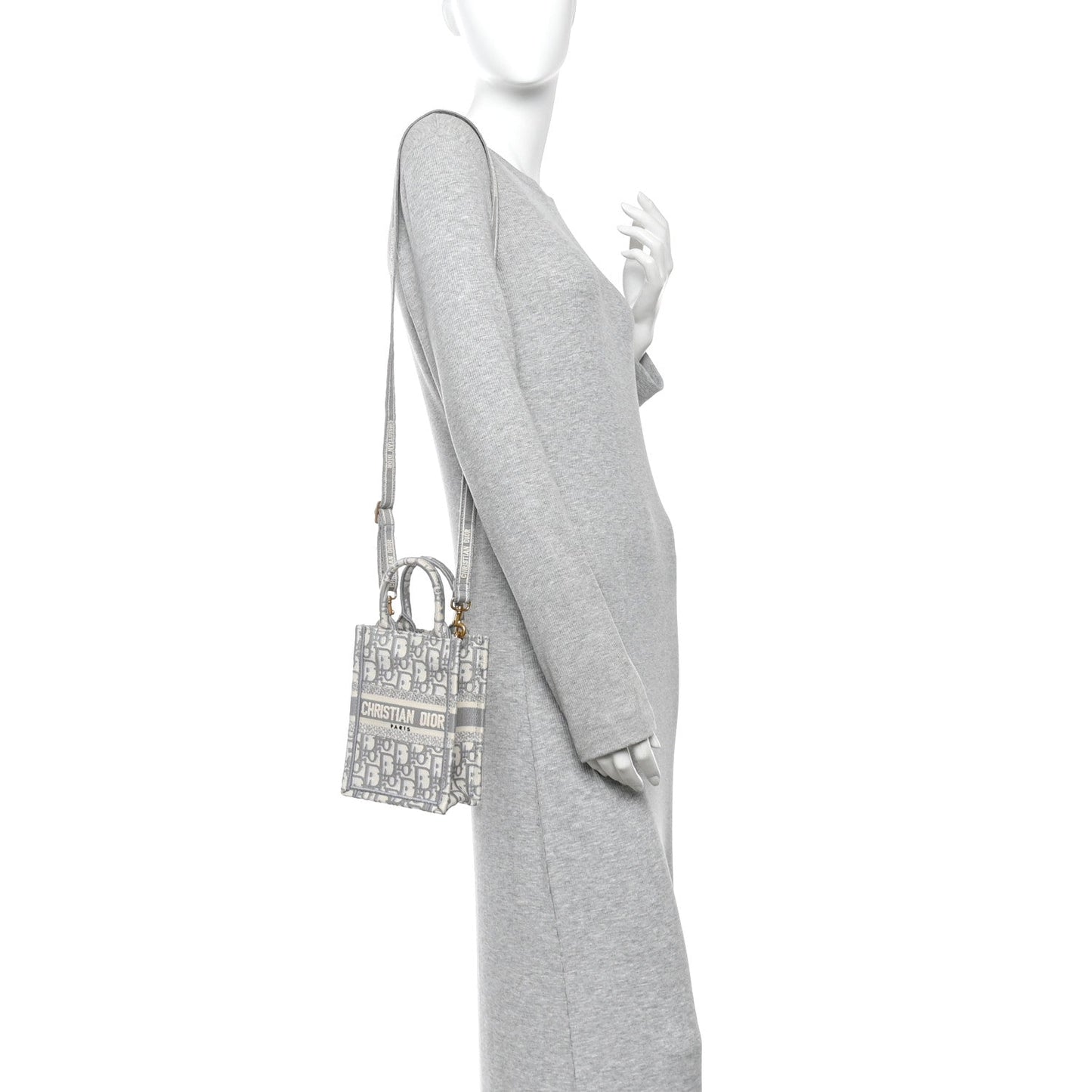 Oblique Mini Book Tote Phone Bag Grey