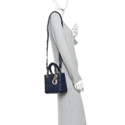 Lambskin Cannage Small Lucky Badges My Lady Dior Navy