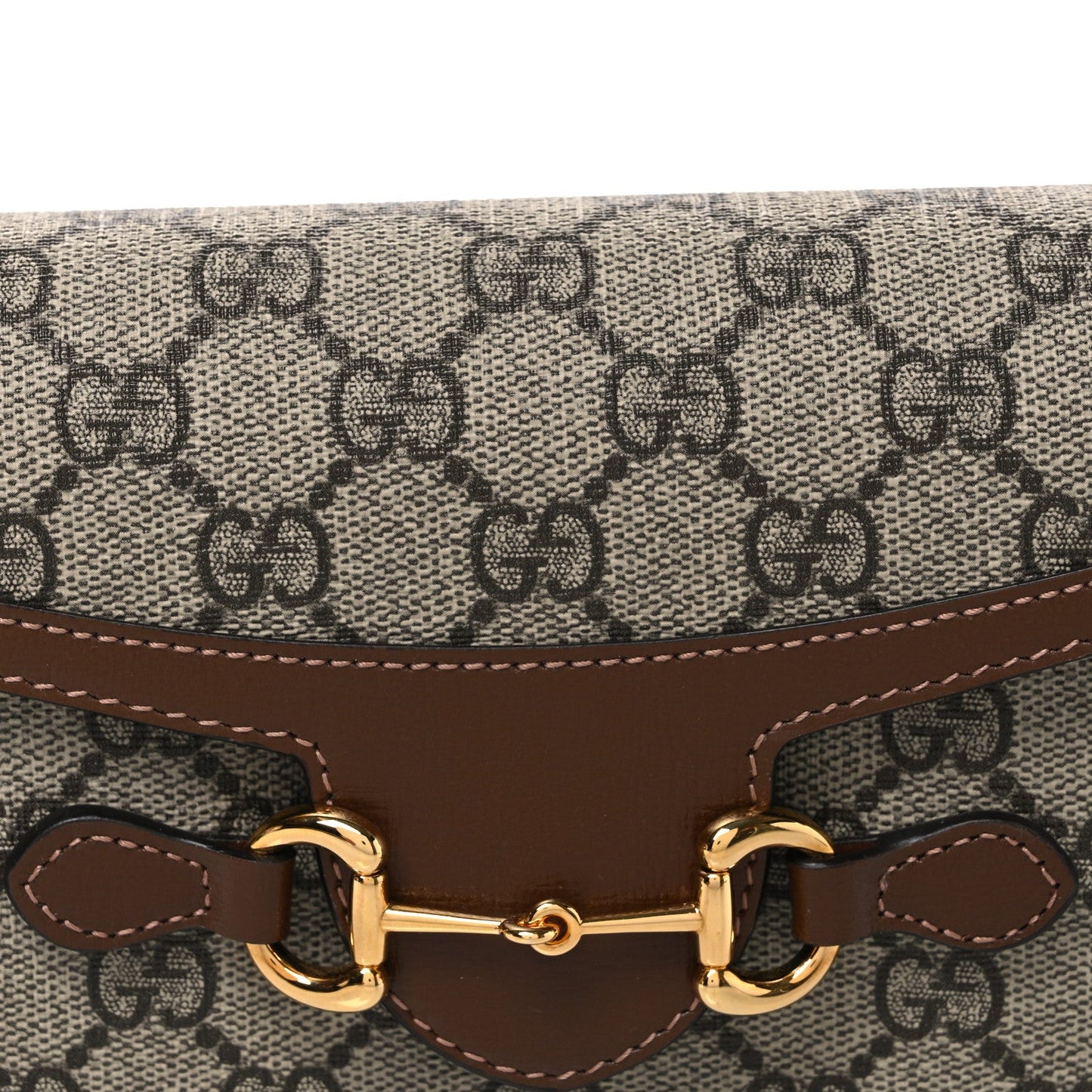 GG Supreme Monogram Mini Horsebit 1955 Shoulder Bag Beige Brown Sugar