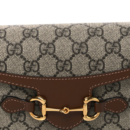 GG Supreme Monogram Mini Horsebit 1955 Shoulder Bag Beige Brown Sugar