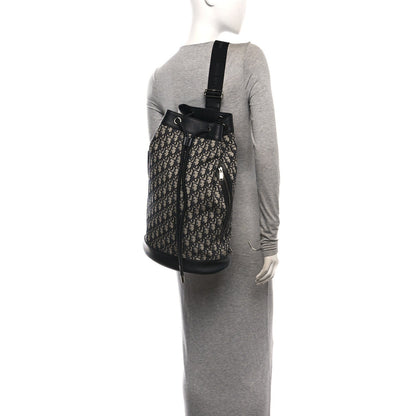 Oblique Convertible Drawstring Sling Bucket Backpack Black Multicolor Black Multicolor