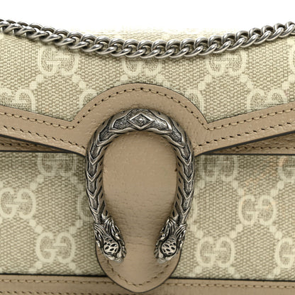 GG Supreme Monogram Textured Dollar Calfskin Super Mini Dionysus Shoulder Bag Beige Mystic White Oatmeal