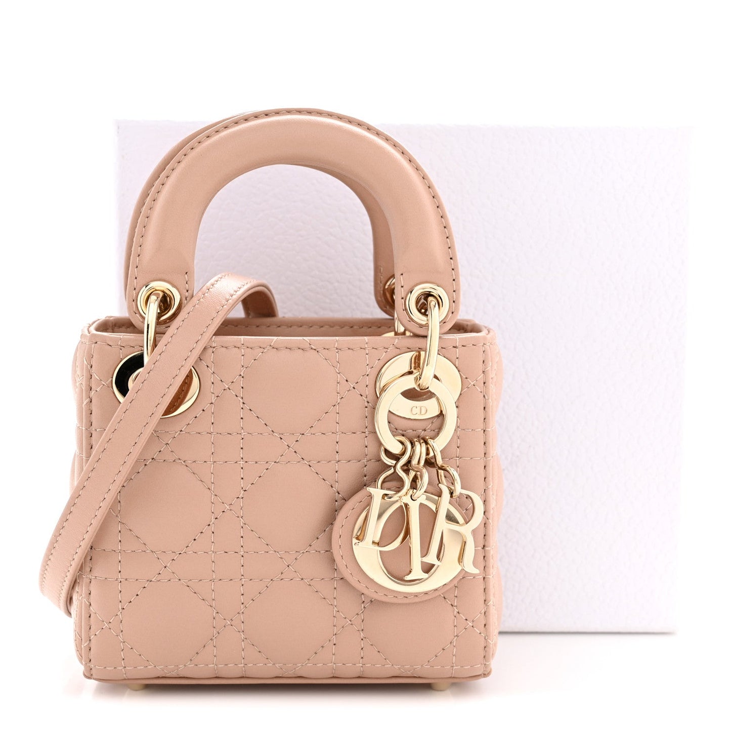 Lambskin Cannage Micro Lady Dior Rose Des Vents