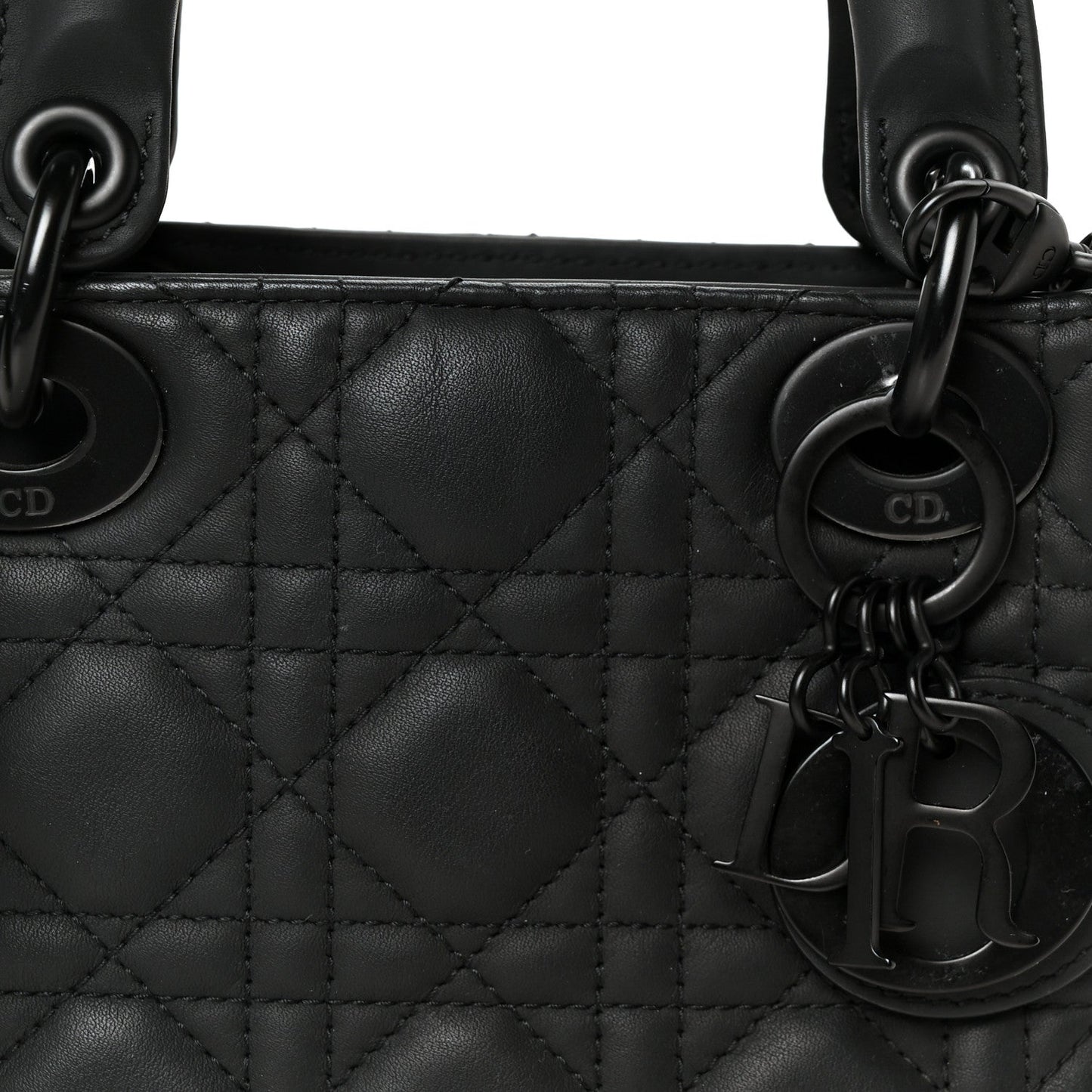 Ultra Matte Calfskin Cannage Mini Lady Dior Black