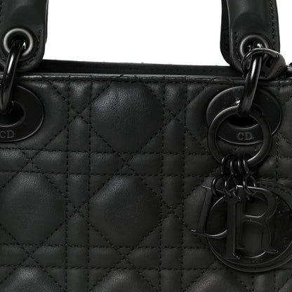 Ultra Matte Calfskin Cannage Mini Lady Dior Black