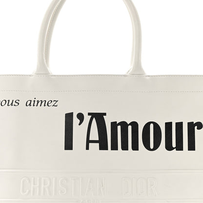 Calfskin Large Surrealism Book Tote Ivory