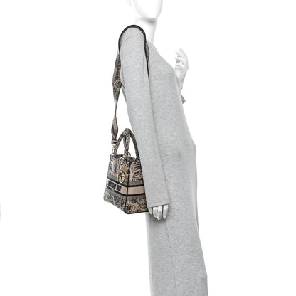 Canvas Embroidered Medium Plan de Paris Lady D-Lite Beige Black