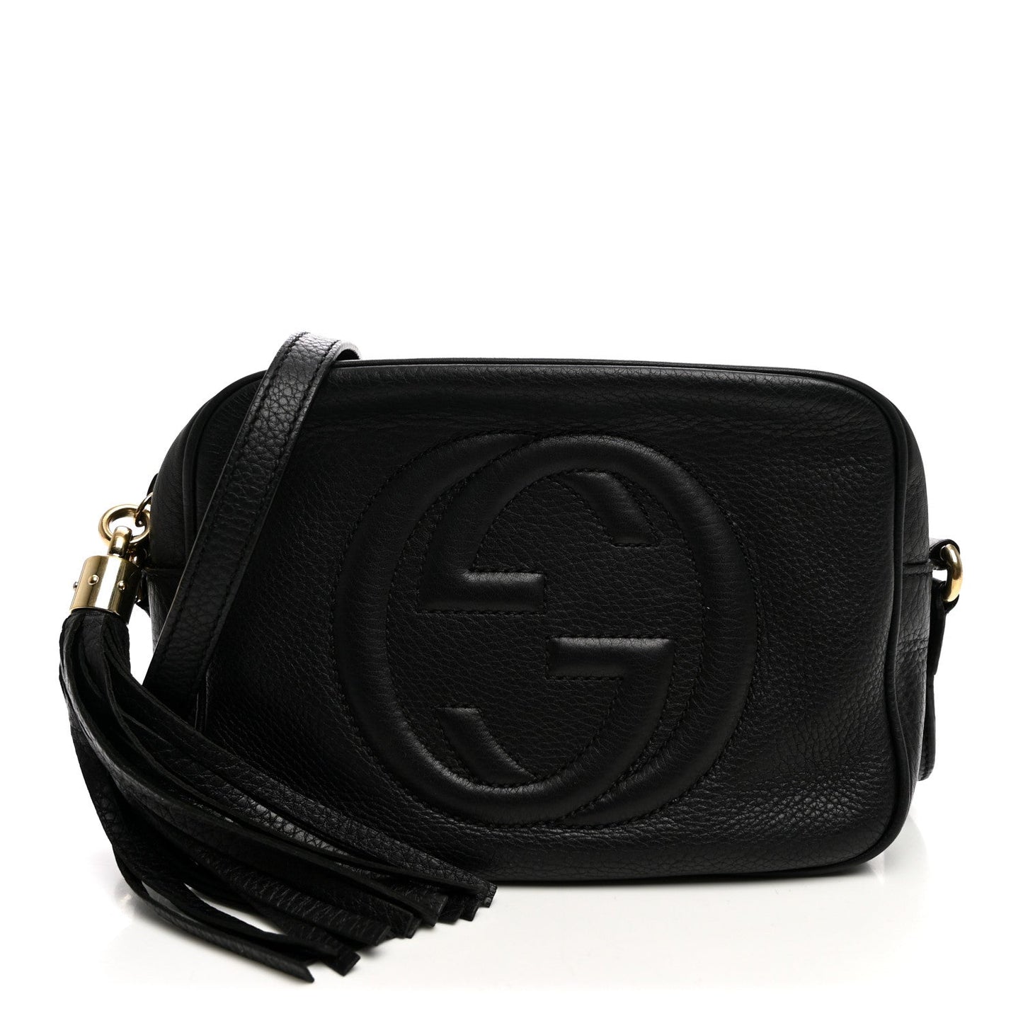 Pebbled Calfskin Small Soho Disco Bag Black