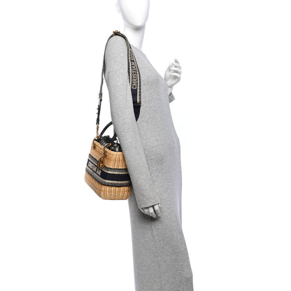 Wicker Oblique Medium Lady Dior Bag Blue