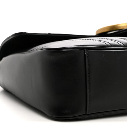 Calfskin Matelasse Medium GG Marmont Shoulder Bag Black