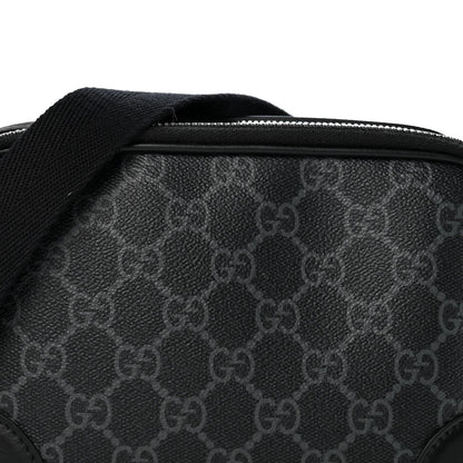 GG Supreme Monogram Textured Calfskin Emblem Mini Crossbody Black