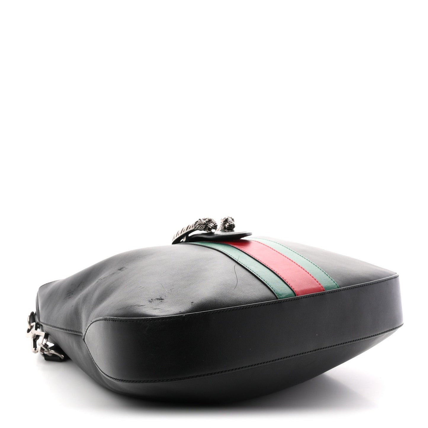 Calfskin Web Stripe Medium Dionysus Hobo Black