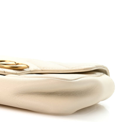 Calfskin Matelasse Super Mini GG Marmont Shoulder Bag White