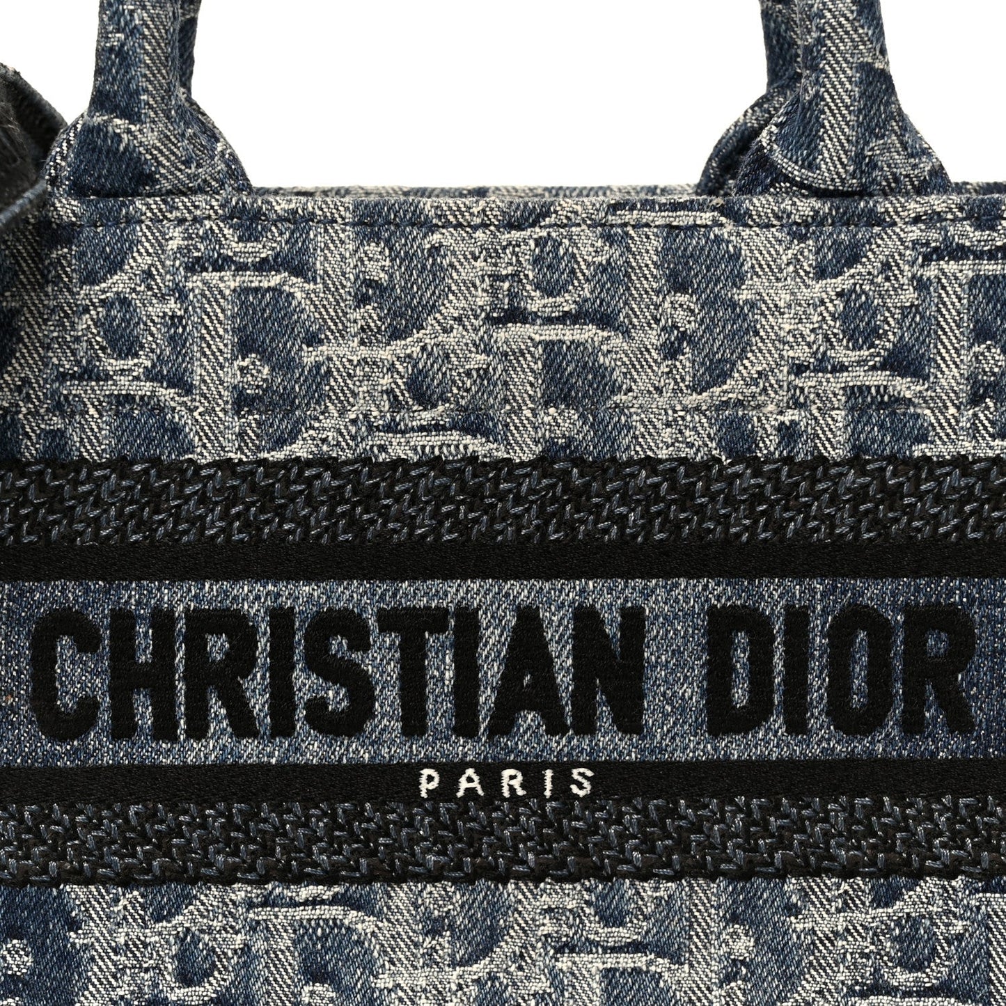 Denim Oblique Mini Book Tote With Strap Blue