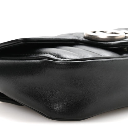 Calfskin Matelasse Aria Super Mini GG Marmont Shoulder Bag Black