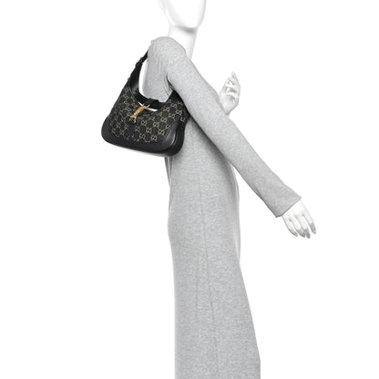 Jacquard Denim GG Monogram Small Jackie 1961 Hobo Black Ivory