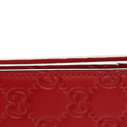 Guccissima Signature Bowy Chain Wallet Hibiscus Red
