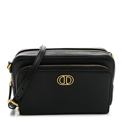 Grained Calfskin Caro Double Pouch Black