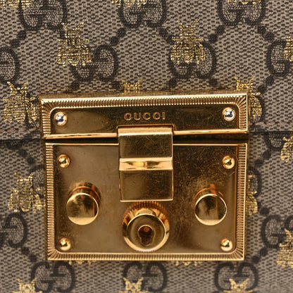 GG Supreme Monogram Bees Small Padlock Shoulder Bag Black