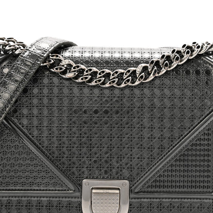 Metallic Patent Micro-Cannage Medium Diorama Flap Bag Onyx Black