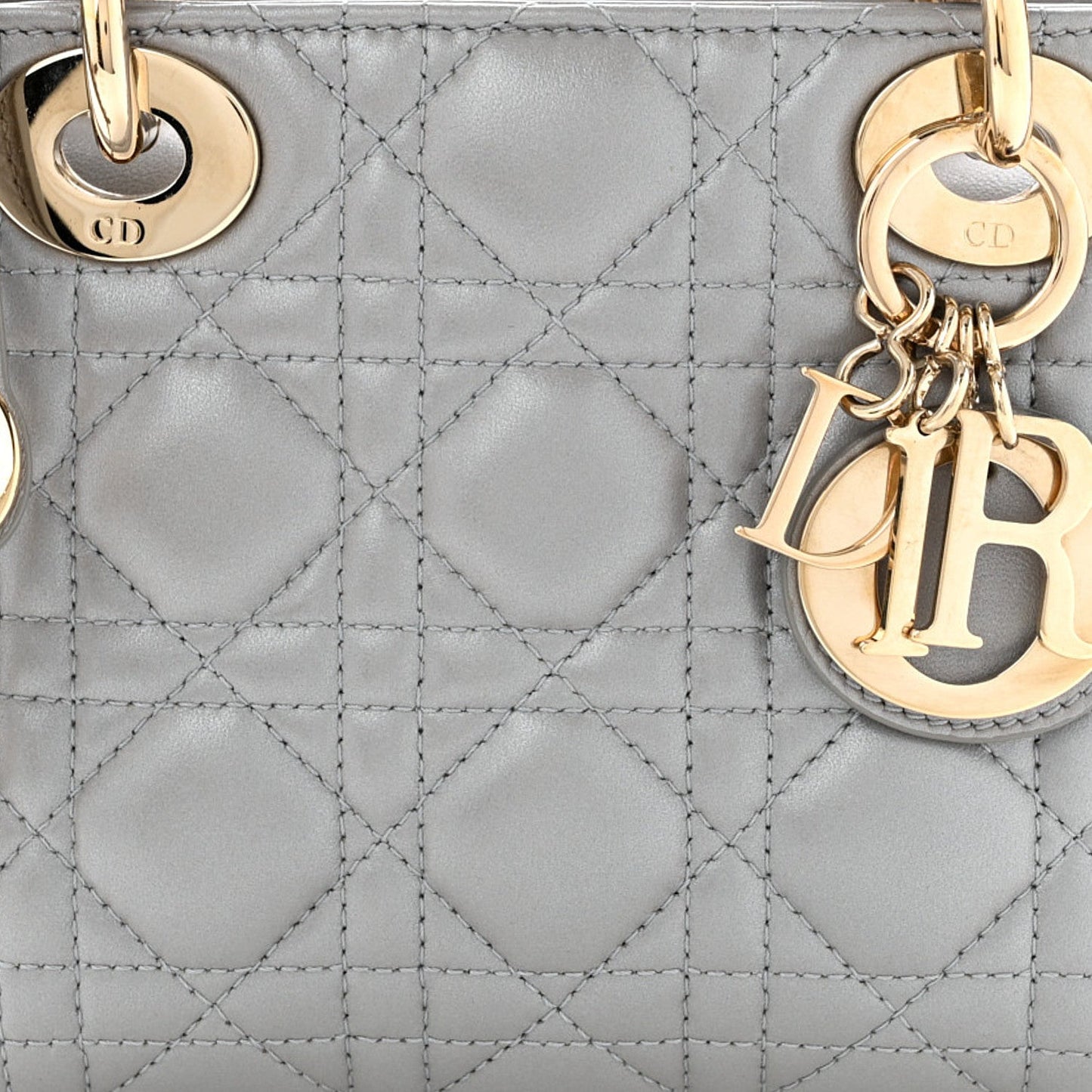 Lambskin Cannage Mini Lady Dior Gray Opaline Gray Opaline