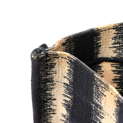 Canvas Embroidered Large Striped Book Tote Navy