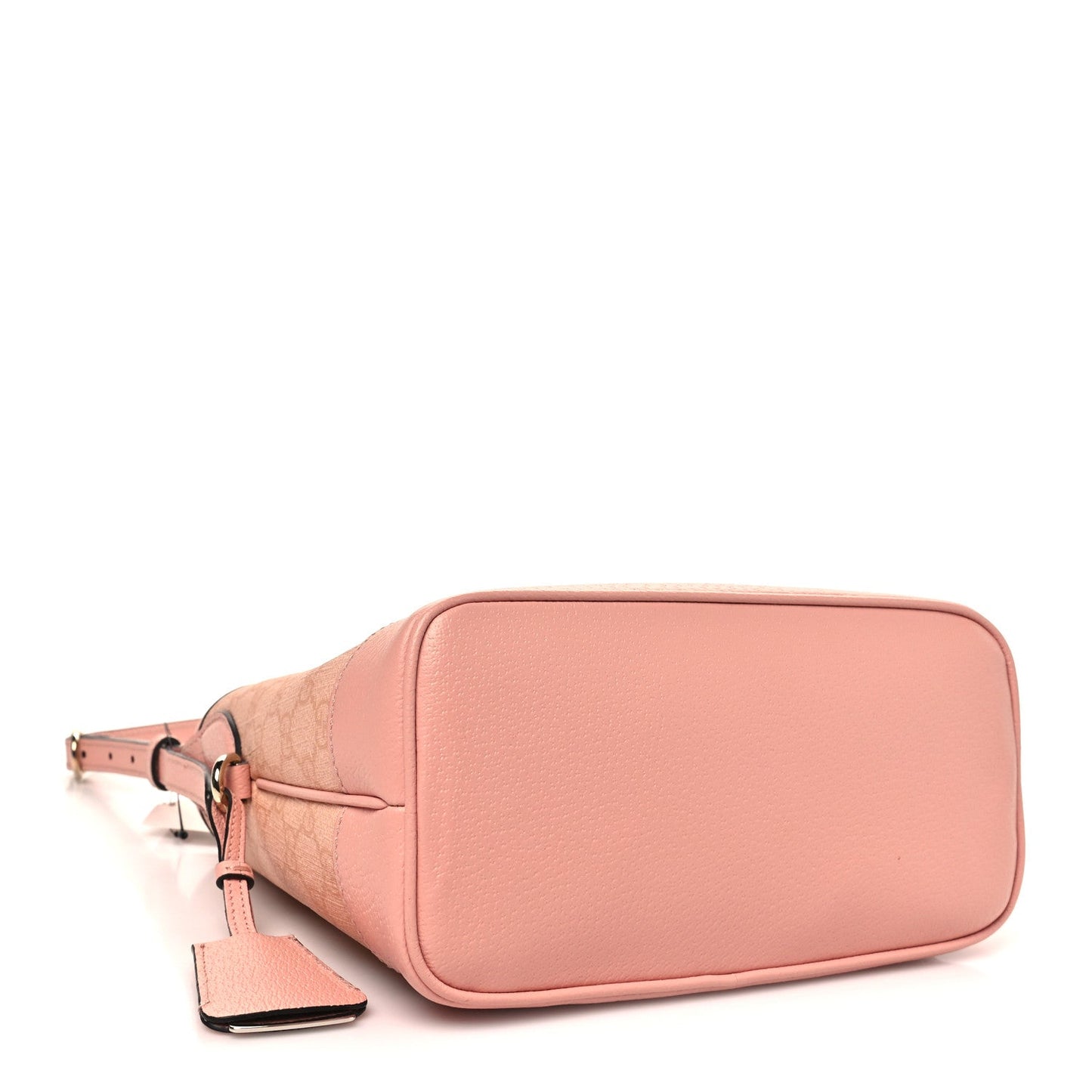 GG Supreme Monogram Textured Dollar Calfskin Web Small Ophidia Bucket Shoulder Bag Rose Pink